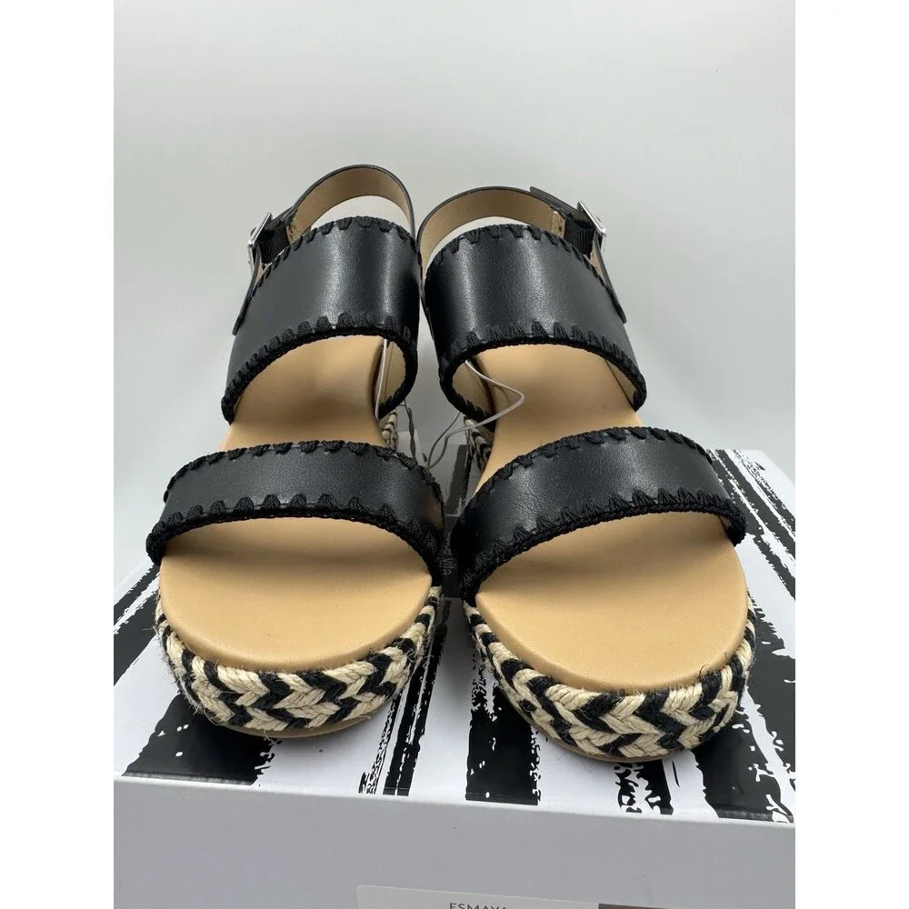 Dolce Vita Black Esmaya Espadrille Platform Wedge Sandals NEW Size 9